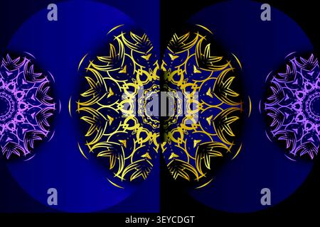 ornate geometric gold blue pattern design Stock Vector