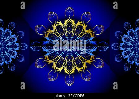 premium arabesque gold blue ornament background Stock Vector