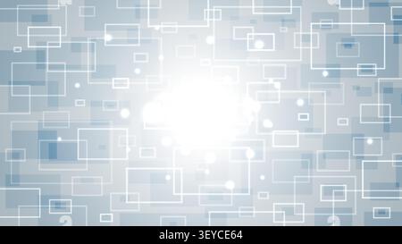 Abstract blue and grey technology background featuring layered glowing rectangles and a bright white light center for futuristic digital concept web d Stock Vector