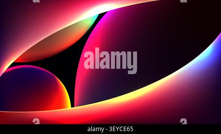 Abstract neon gradient background with glowing curves and vibrant fluid tech wave on dark backdrop for futuristic digital wallpaper and modern creativ Stock Vector