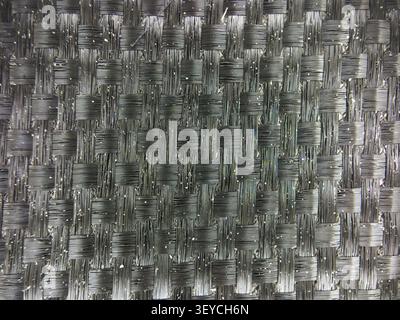 Macro texture of black fabric threads background with selective focus and copy space High quality Stock Photo