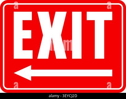 Red Emergency Exit Sign Board with Left Arrow. Vector Illustration Stock Vector
