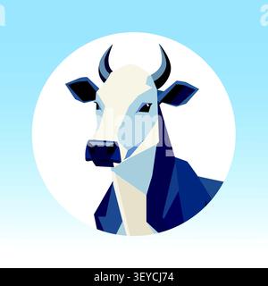 Geometric Cow Portrait Illustration Stock Vector