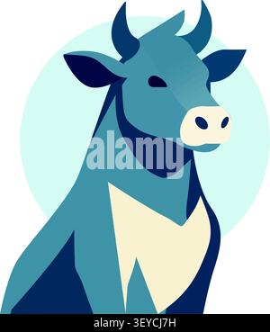 Farm Animal Portrait with Geometric Design Stock Vector