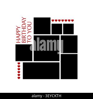 birthday photo collage template Stock Vector