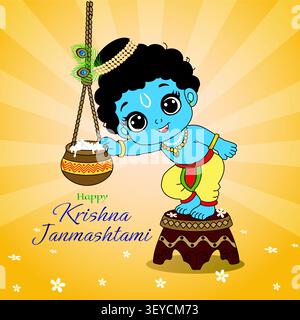 Happy Krishna Janmashtami Illustration Stock Vector