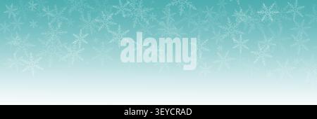 Christmas winter banner background with falling white snowflakes on turquoise gradient copy space template Stock Photo