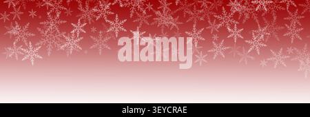 Christmas winter banner background with falling white snowflakes on red gradient copy space template Stock Photo