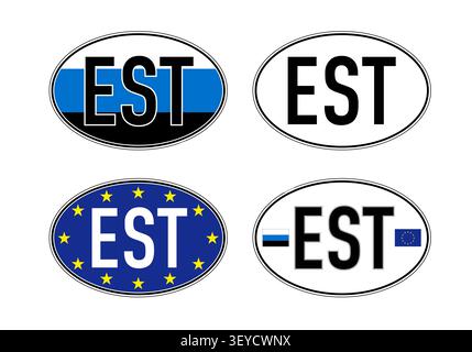 Estonia, oval international vehicle registration code license plate, vector illustration Stock Vector
