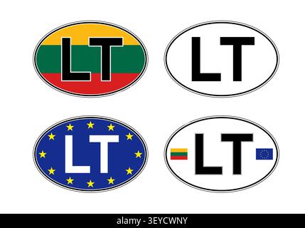 Lithuania, oval international vehicle registration code license plate, vector illustration Stock Vector