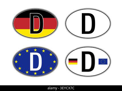 Germany, oval international vehicle registration code license plate, vector illustration Stock Vector