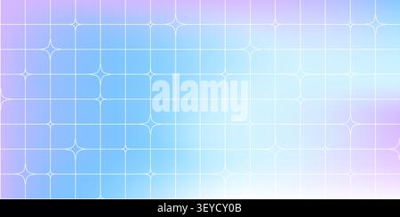 Y2K background with geometric grid pattern and stars, abstract vector gradient design. Retro cyber aesthetic poster template with colorful blue purple tile shapes and seamless texture Stock Vector