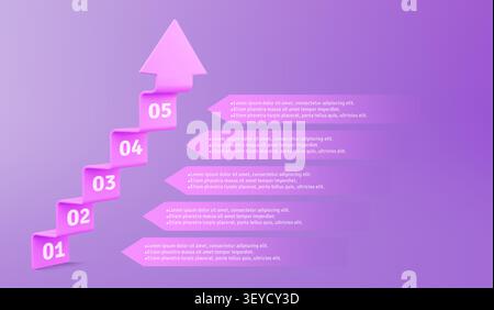 5 Steps 3D Isometric Staircase Arrow Business Growth Infographic Stock ...