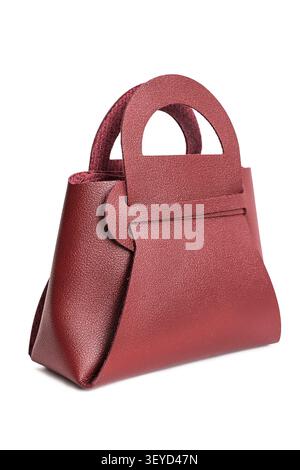 Small brown leather purse isolated on white background Stock Photo