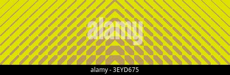 Abstract geometric vibrant yellow chevron pattern with dynamic symmetric transition effect, Optical illusion geometric shapes, Halftone gradient strip Stock Vector