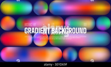 Abstract gradient background with rounded shapes and spheres, Minimalist style cover template with vibrant geometric form, backdrop with colorful grad Stock Vector