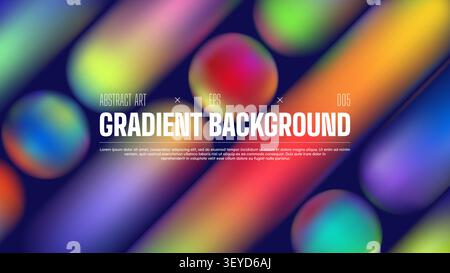 Abstract gradient background with rounded shapes and spheres, Minimalist style cover template with vibrant geometric form, dynamic diagonal backdrop w Stock Vector