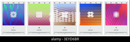 Abstract gradient pattern, graphic transition effect, dynamic gradation of halftones from thin to thick elements in brutalist style, postmodern geomet Stock Vector