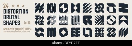 Brutalist vector shapes, Postmodern abstract geometric graphic bold Y2K elements, trendy cyber design symbols in futuristic aesthetics, set of Sci Fi Stock Vector