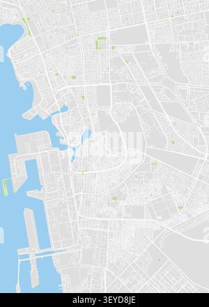 Map of Jeddah in Saudi Arabia in grayscale. Contains layered vector ...