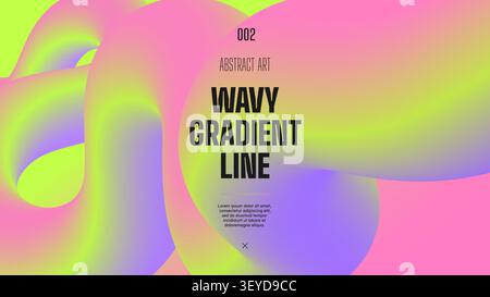 Colorful pink green background with wavy gradient neon curved shapes, Geometric pattern with 3d squiggly line, Dynamic multicolored line and loops, Mi Stock Vector