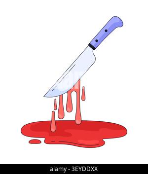 Bloody knife crime scene 2D cartoon clip art Stock Vector