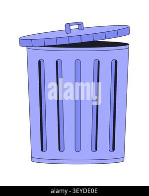 Slightly open garbage bin for waste disposal 2D cartoon clip art Stock Vector