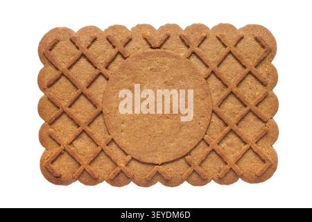 Brown rectangular cookies on a white background. One cookie close-up. Stock Photo
