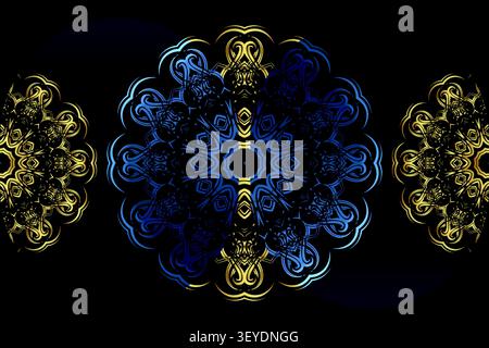 abstract luxury mandala gold navy background Stock Vector