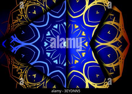 premium blue gold abstract mandala design Stock Vector
