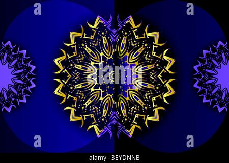 luxury gold blue repeating mandala pattern Stock Vector