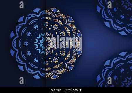 premium decorative gold blue mandala texture Stock Vector