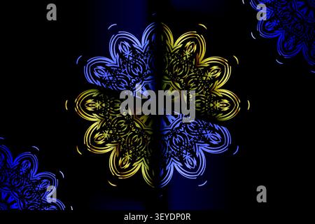 ornate geometric gold blue pattern design Stock Vector
