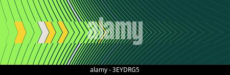 Futuristic eco racing chevron track background with bright lime arrows and dark green technical tracking lines abstract linear gradient texture for br Stock Vector
