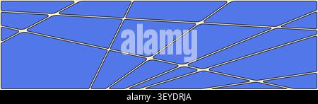 Geometric background with blue polygonal rounded shapes with black border lines, Modern mosaic composition of broken glass pattern, Abstract web of st Stock Vector