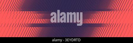 Halftone gradient coral and dark violet background, Sharp diagonal stripes with horizontal glitch slice transition, Fade oblique lines gradation ornam Stock Vector