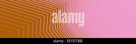 Minimalist distortion chevron ridge background with pastel pink technical zig zag lines and metallic bronze geometric folding planes, abstract striped Stock Vector