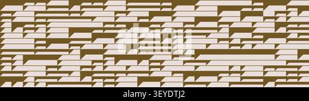 Ochre 3D Pattern with sharp shadows in brutalism style, contrasting abstract composition with simple geometry, geometric volumetric modular design sha Stock Vector