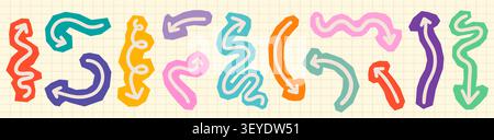 Doodle Vector Arrows, Cutout Collage Arrow Shapes, Scrapbook Elements for School Designs, Posters and Zines Stock Vector