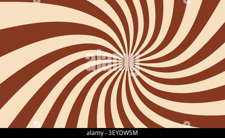 Chocolate cream radial swirl vector background, Groovy spiral stripe brown ice cream abstract pattern for bakery, cafe branding Stock Vector