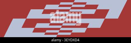 Symmetrical geometric blocks with rhythmic transition from massive square shape to fine lines, Diagonal minimalist optical illusion pattern in flat br Stock Vector