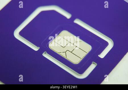 Macro Photo of GSM SIM Card on White background Stock Photo
