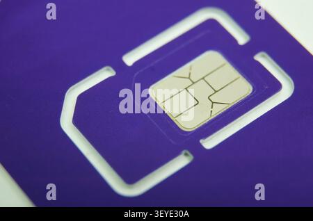 Macro Photo of GSM SIM Card on White background Stock Photo