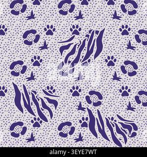 Seamless animal mix pattern featuring playful wildlife elements in a stylish repeating design. Perfect for fabric, wallpaper, wrapping paper, textiles Stock Vector