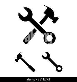 Professional repair tool icon collection featuring clean, scalable vector symbols for maintenance, construction, workshop, engineering, DIY, industria Stock Vector