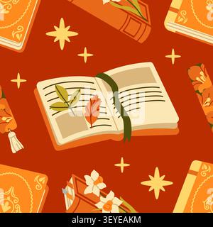 Vintage books seamless pattern cozy background Stock Vector