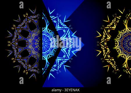 premium blue background with gold mandala Stock Vector