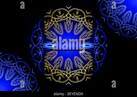 abstract luxury mandala gold navy background Stock Vector