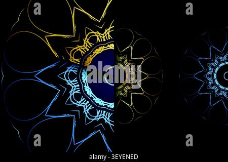 premium blue gold abstract mandala design Stock Vector
