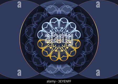 luxury gold blue repeating mandala pattern Stock Vector